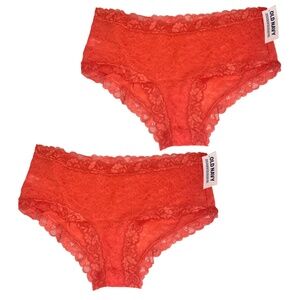 Low-Rise Lace Hipster Panties Lava Color Lingerie 2 Pairs of Underwear NEW Lot